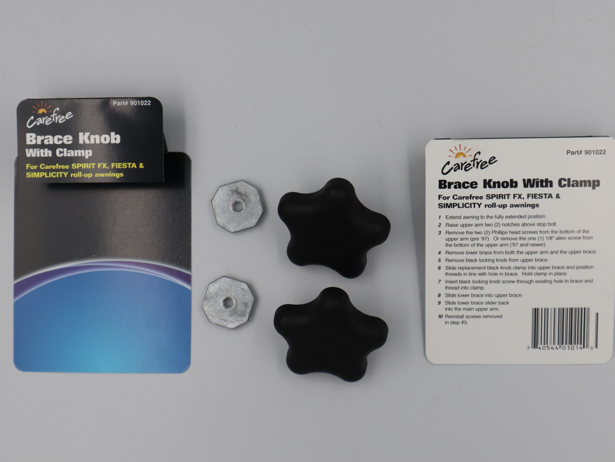 Carefree Pair of Black Locking Knob W/Nut. 901022