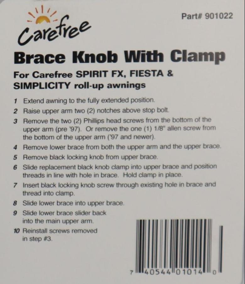 Carefree Pair of Black Locking Knob W/Nut. 901022