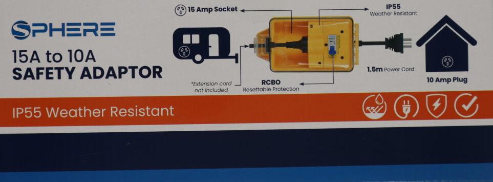 SPHERE 15A to 10A AC Power Adaptor | Yellow | 240VAC