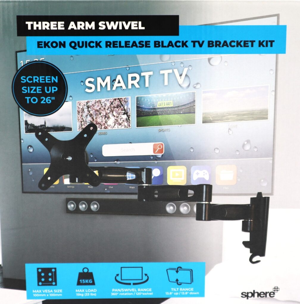 Sphere Ekon Quick Release Black TV Bracket Kit - Three Arm Swivel