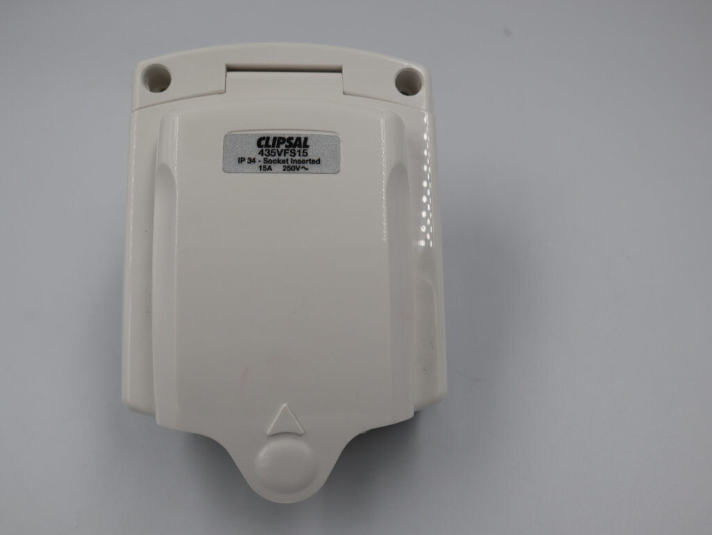 Clipsal (New) White External 15AMP Power Inlet. 435VFS15WE