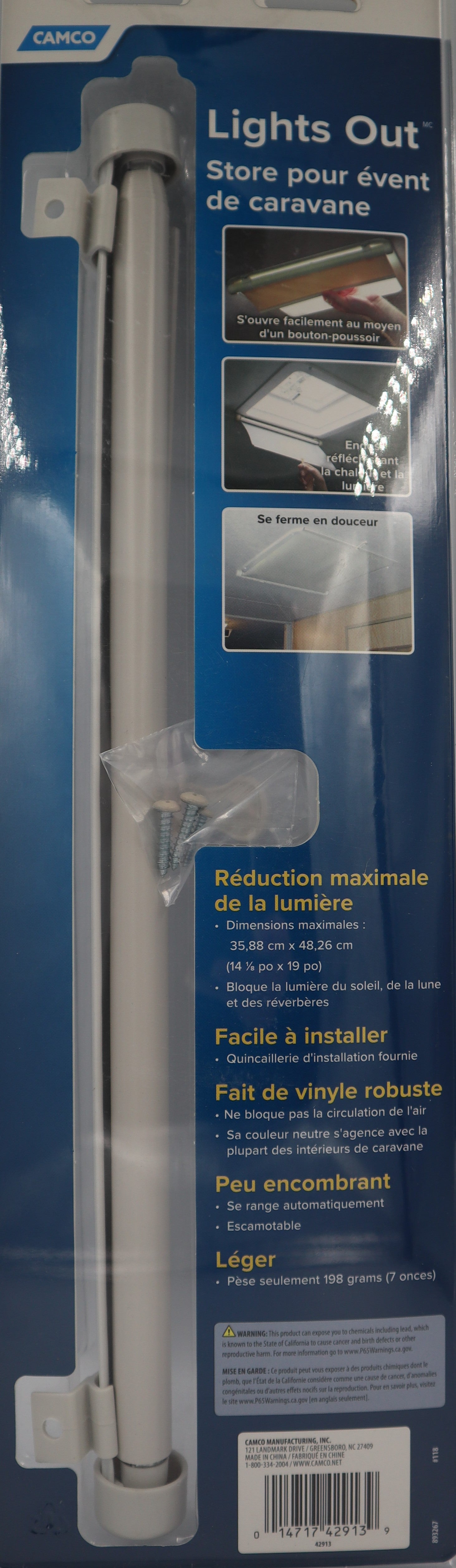 Camco Lights Out Retractable RV Roof Vent Shade. 42913