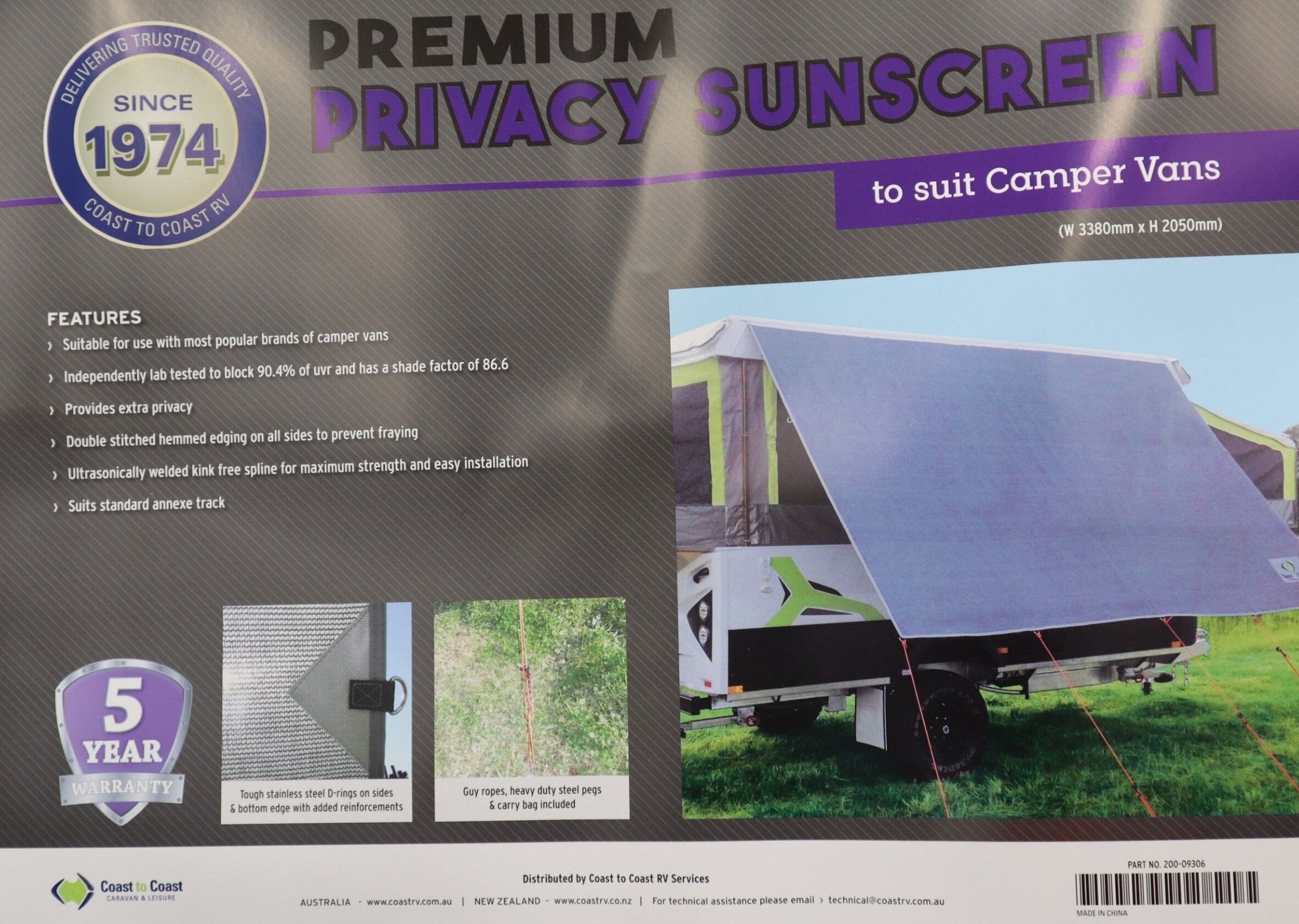 Campervan Offside Privacy Sunscreen W3380mm x H2050mm