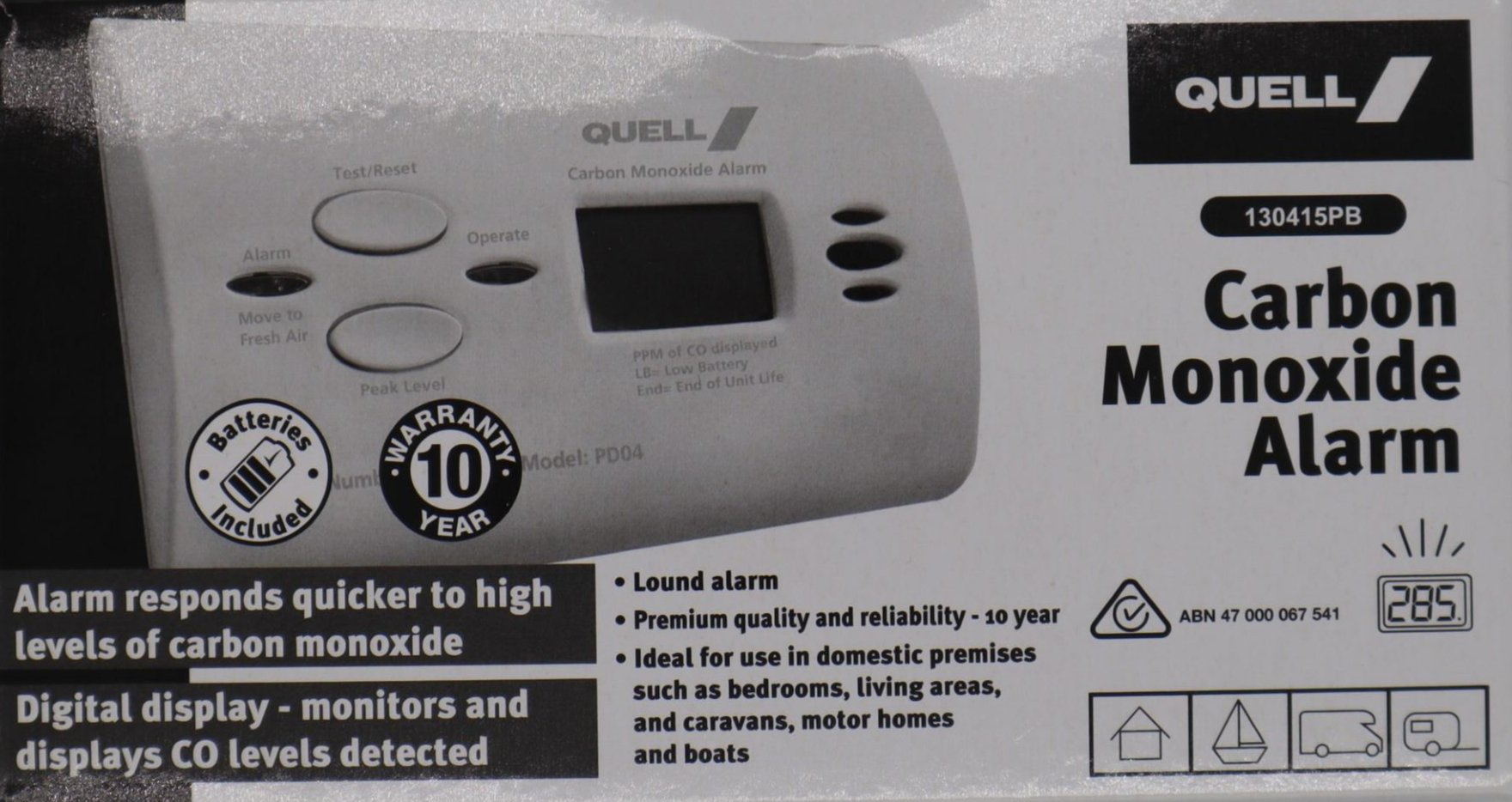 Quell PD04 Carbon Monoxide Digital Display Alarm- 130415