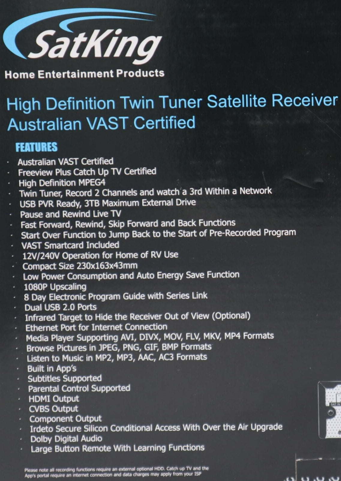 Satking DVBS2-980CA VAST Set Top Box.