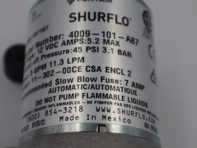 Shurflo Pump 12V 10L OEM Bulk No Fittings C-Tick Approved. 4009-101-A87