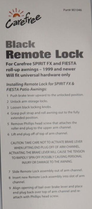 Carefree Black Hardware Remote Lock. 901046