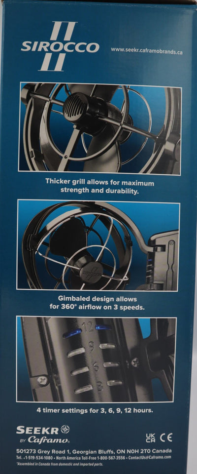 Caframo Sirocco II 12/24V Black 7 Gimbal Fan w/ 3 Speed. 7010CABBX