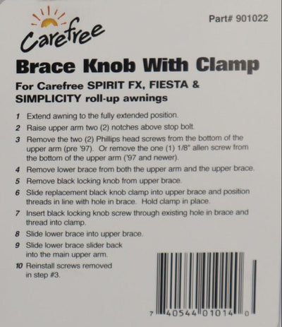 Carefree Pair of Black Locking Knob W/Nut. 901022