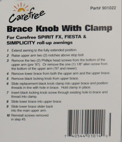 Carefree Pair of Black Locking Knob W/Nut. 901022