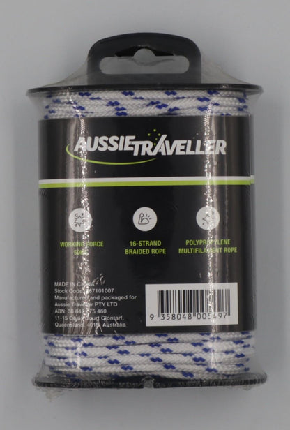 Utility Rope 3mm x 15m Blue/White 120Kgs ATRV