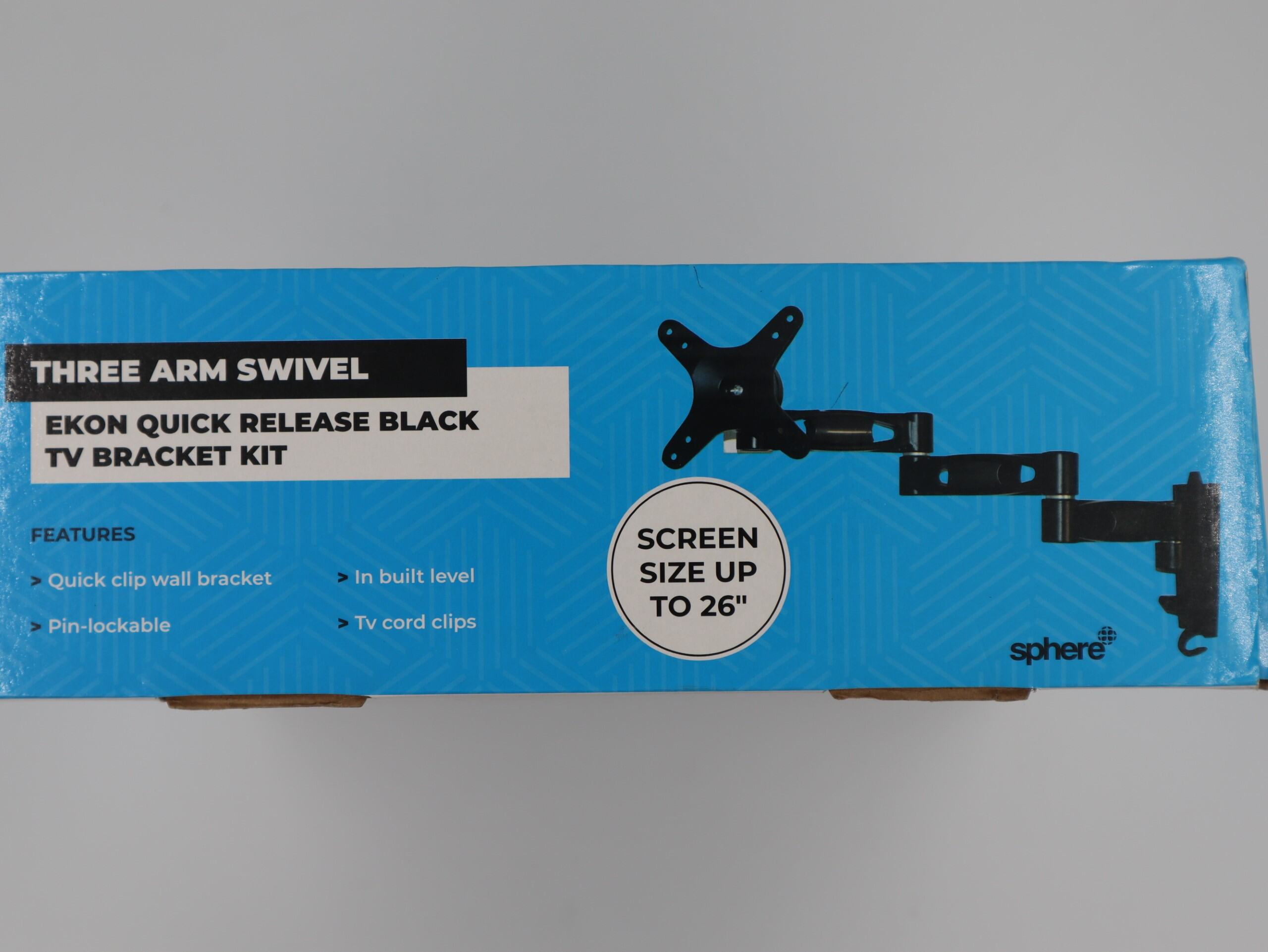 Sphere Ekon Quick Release Black TV Bracket Kit - Three Arm Swivel
