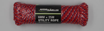 Utility Rope 6mm x 25m Red 350Kgs ATRV