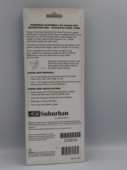 Suburban Magnesium Anode Rod for All Suburban HWS.233514/ (Old 232767)
