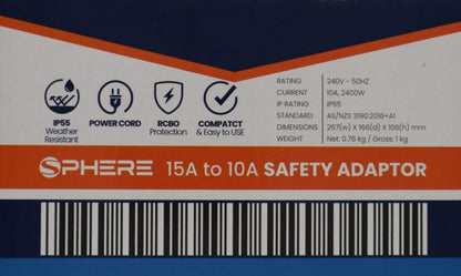 SPHERE 15A to 10A AC Power Adaptor | Yellow | 240VAC