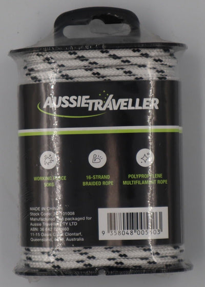 Utility Rope 3mm x 15m Black/White 120Kgs ATRV