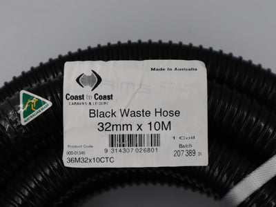 Black Waste Hose 10m Roll 32mm ID. 36M32X10CTC