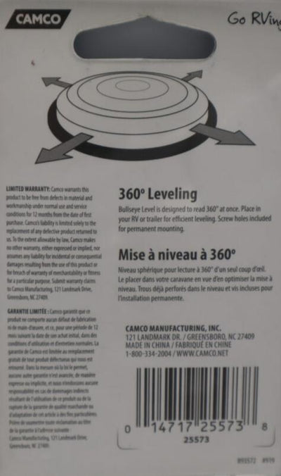 Camco Bullseye Multi-Directional Level. 25573