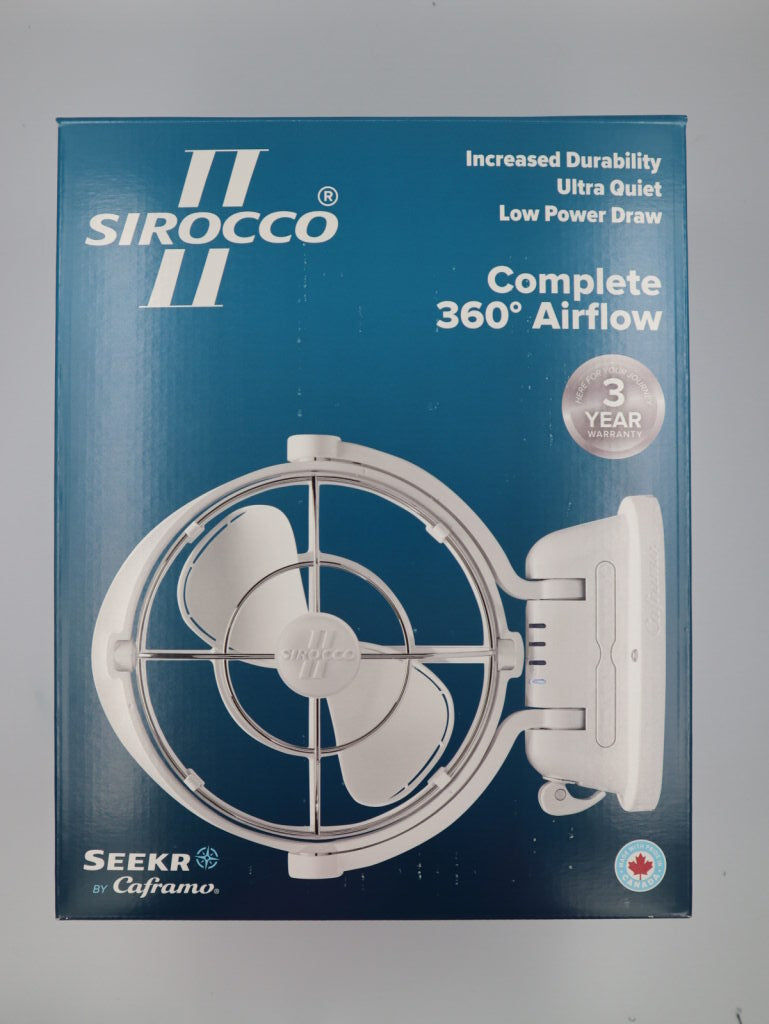 Caframo Sirocco II 12/24V White 7 Gimbal Fan w/ 3 Speed. 7010CAWBX