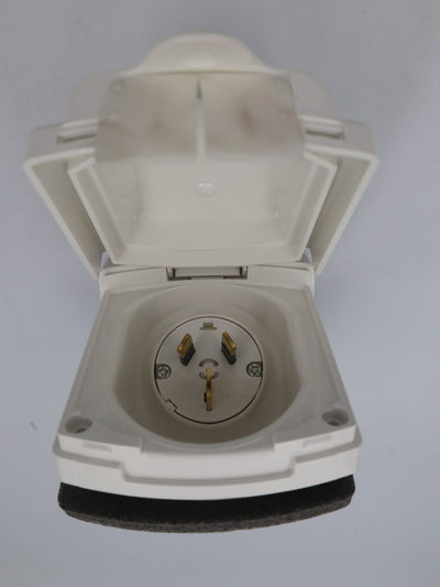 Clipsal (New) White External 15AMP Power Inlet. 435VFS15WE
